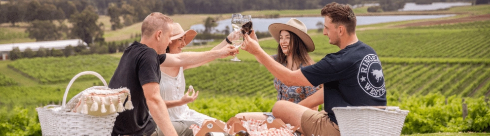 Cheers to a beautiful picnic among the vines at Pooles Rock